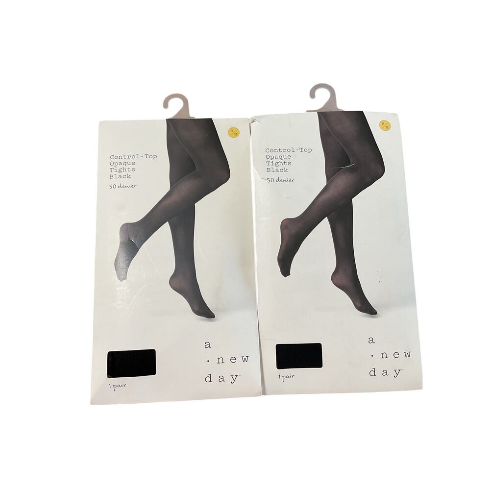 Bundle of 2 A New Day Super Opaque Black Tights Size S/M